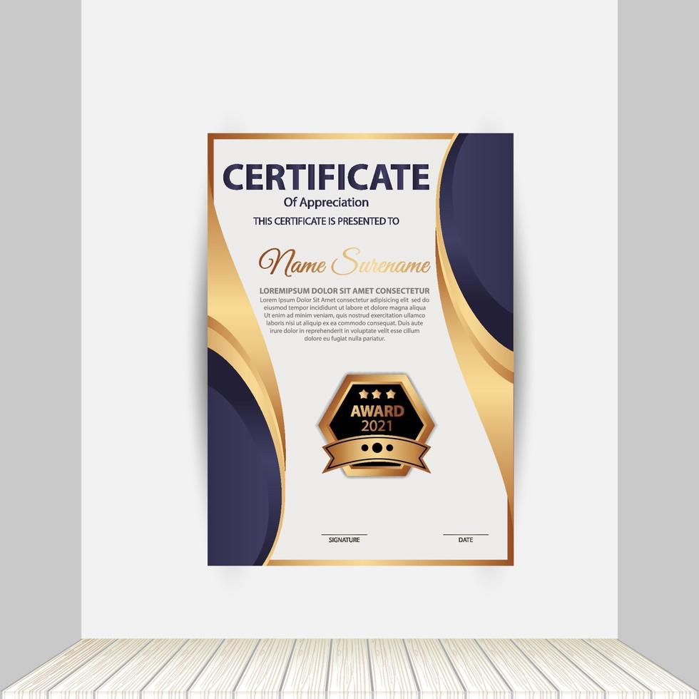 Professional certificate template diploma award design. Indoor Background. vector