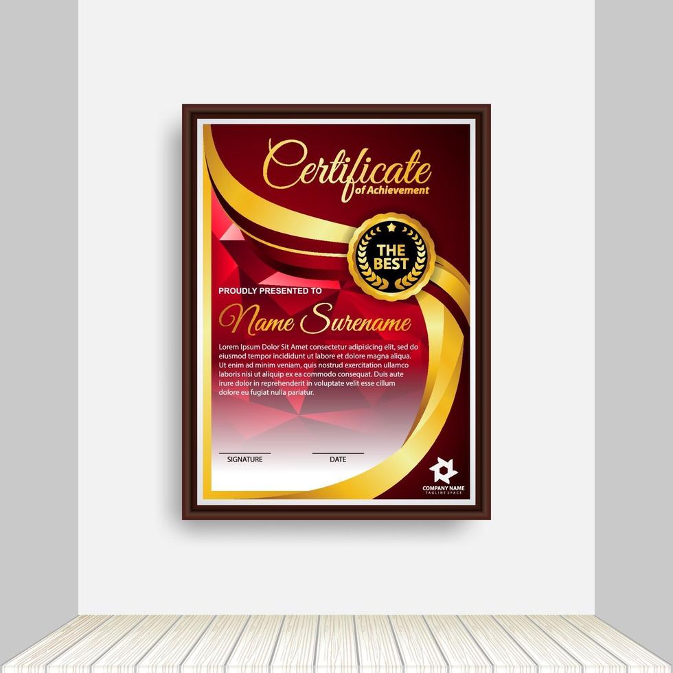 Professional certificate template diploma award design. Indoor Background. vector