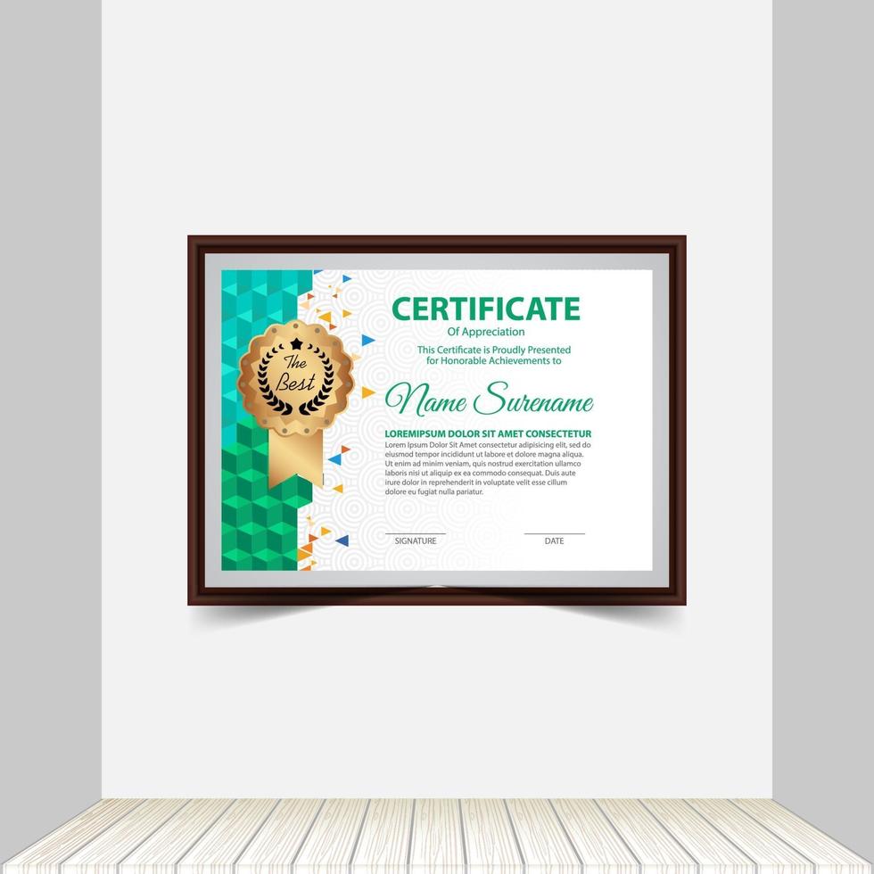 Professional certificate template diploma award design. Indoor Background. vector