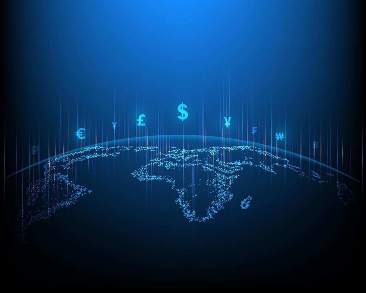 Global Currency Exchange Network And Technology On Blue Background global-currency-exchange-network-and-technology-on-blue-background