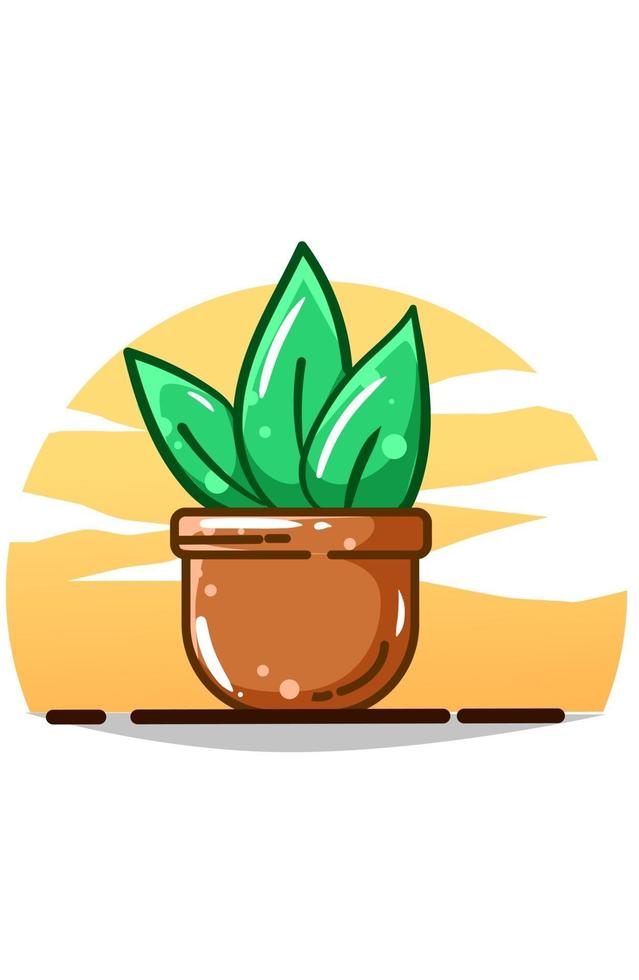 ornamental plant in the dusk cartoon illustration vector