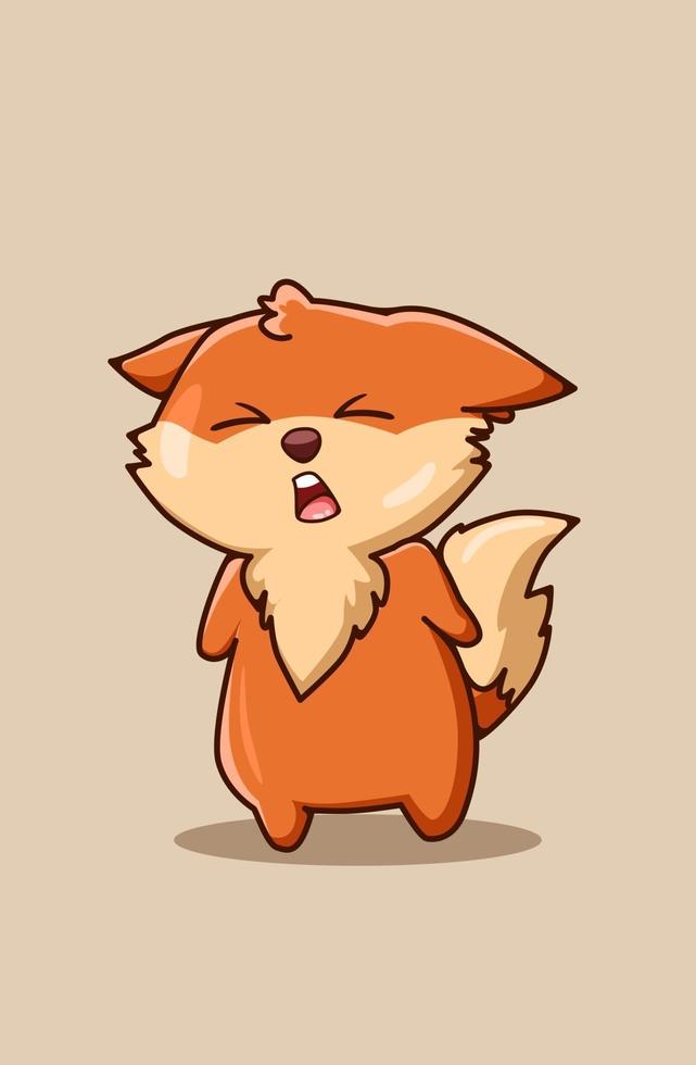 a cute and funny baby fox cartoon illustration vector