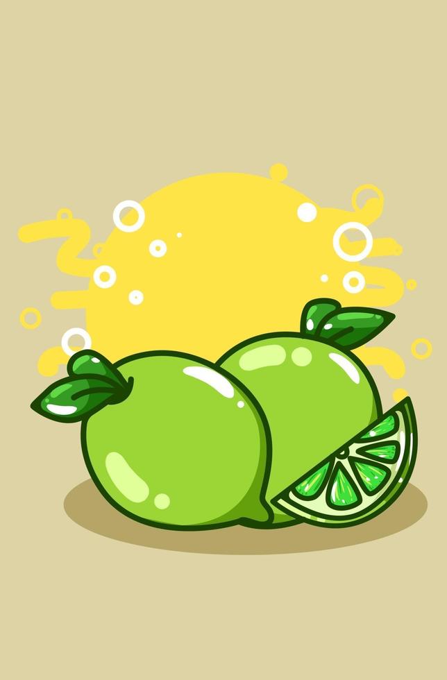 lemon lime cartoon illustration vector