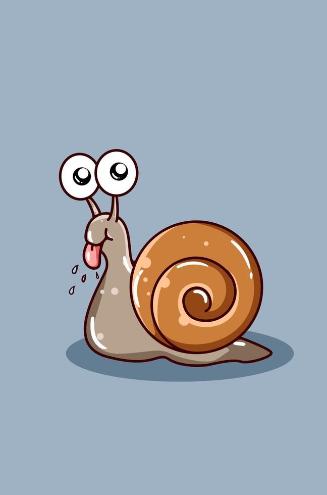 cute and happy snail cartoon illustration vector