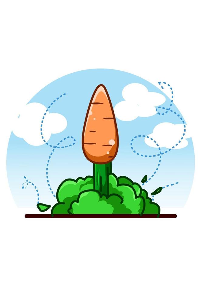 rocket carrot cartoon illustration vector