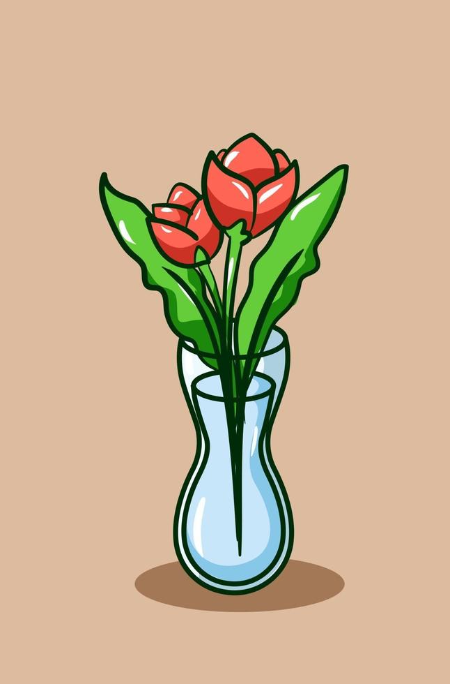 beautiful flower vase cartoon illustration vector