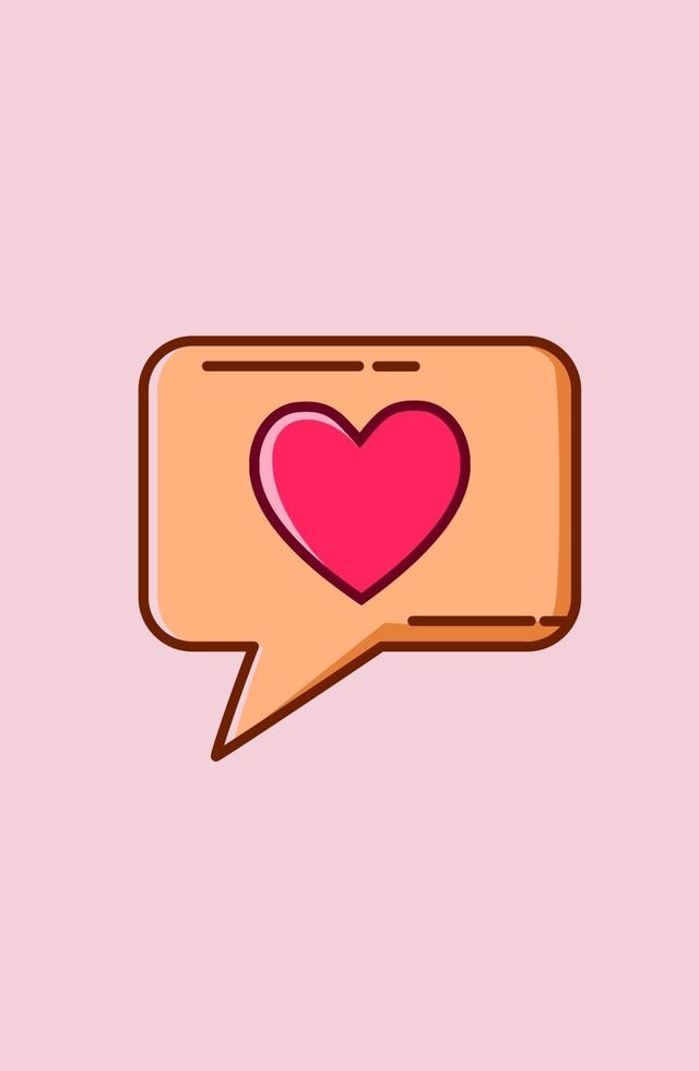 chat with love icon notification cartoon illustration vector