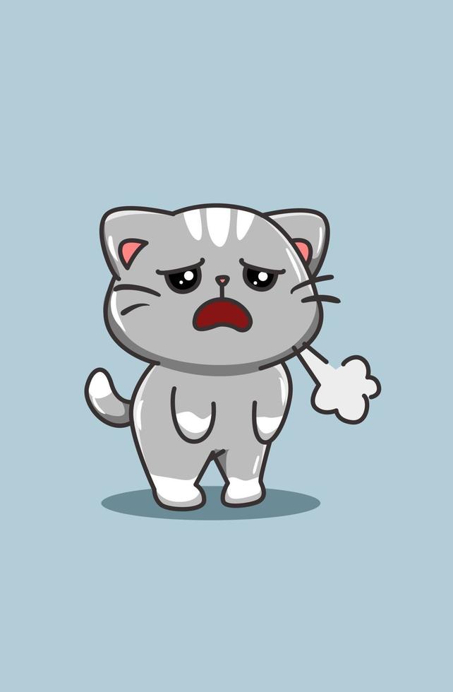 cute and tired cat cartoon vector illustration