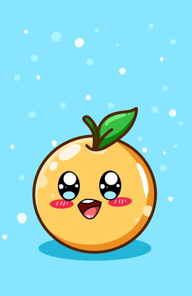 cute and happy orange fruit cartoon illustration vector