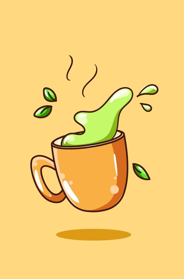 ilustración de dibujos animados de té verde dulce vector