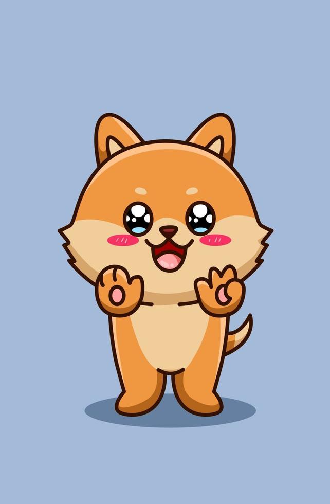 pequeño perro lindo y feliz ilustración de dibujos animados de animales vector