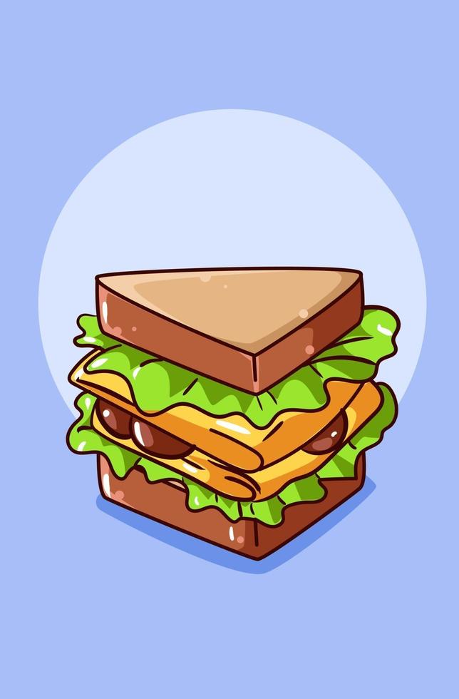 sweet sandwich bread cartoon illustration vector