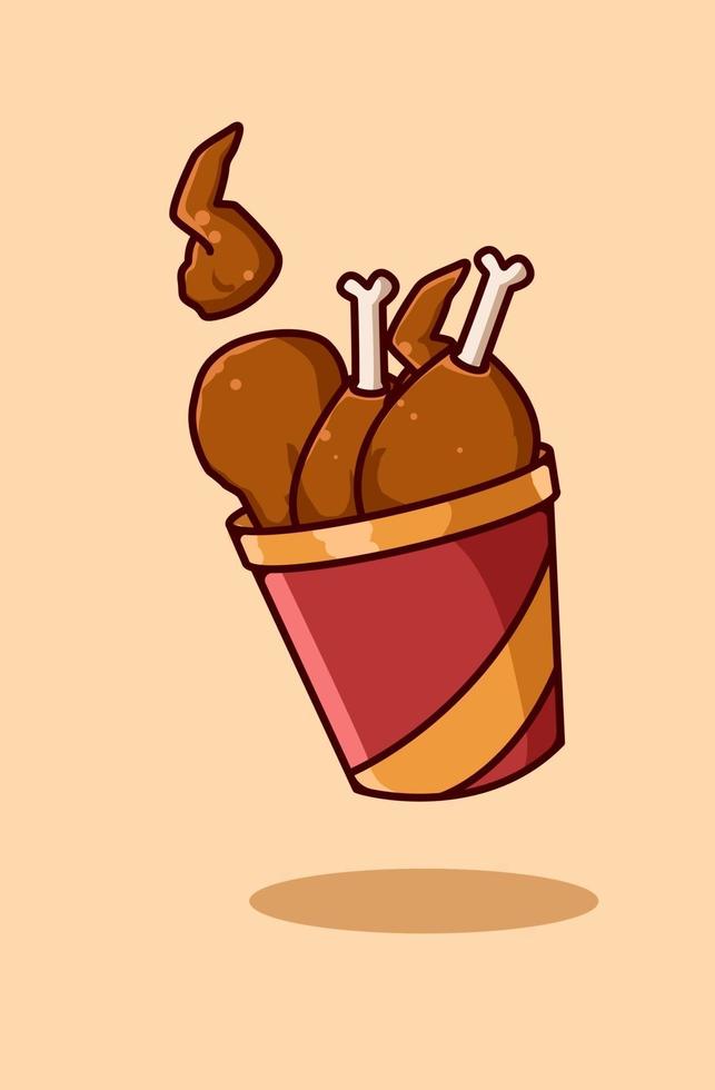 ilustración de dibujos animados de pollo frito dulce vector