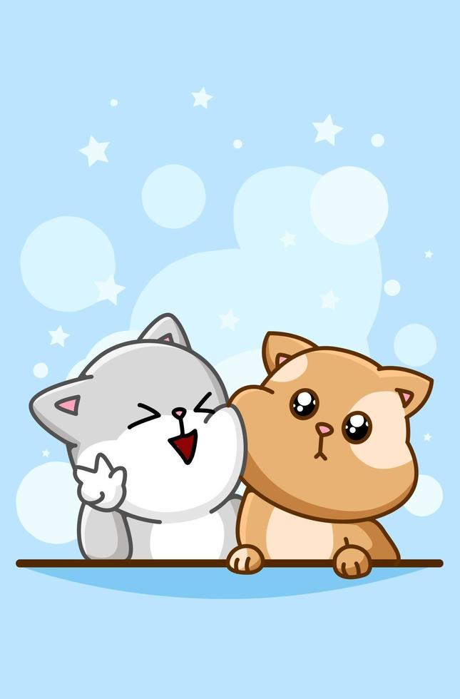 lindo y feliz hermano gatos ilustración de dibujos animados de animales  2151645 Vector en Vecteezy