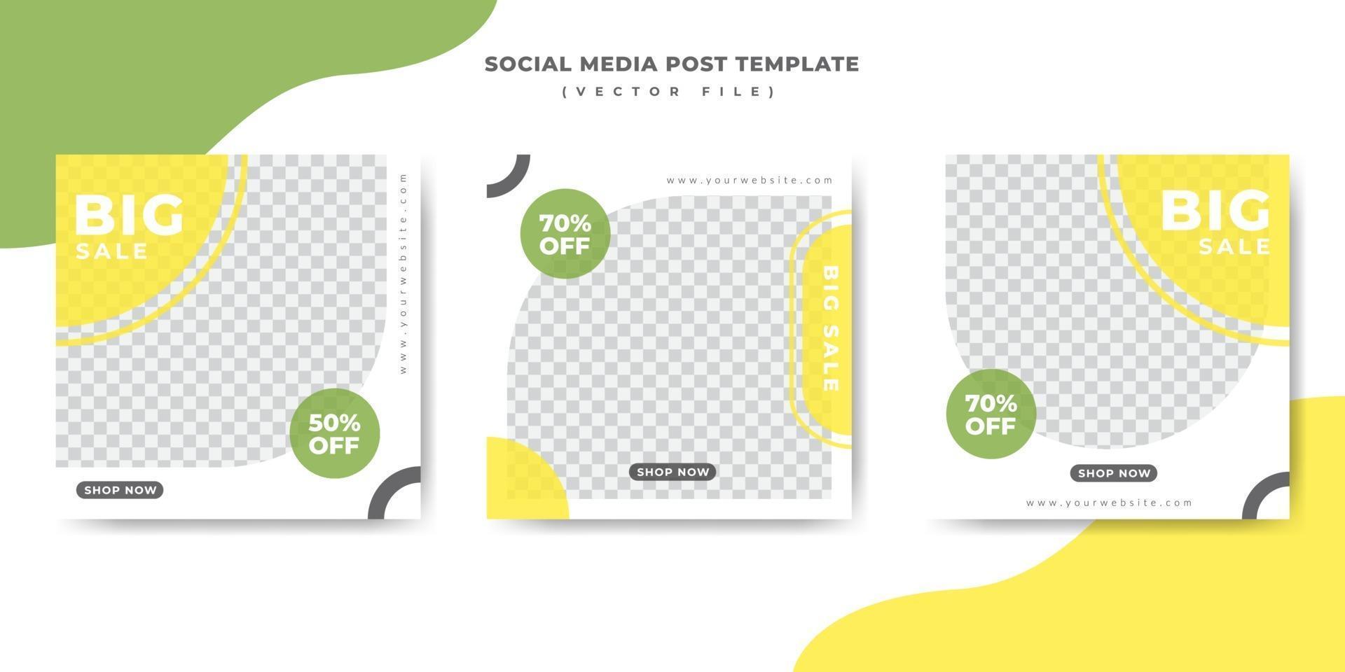 Green and yellow social media post banner template vector