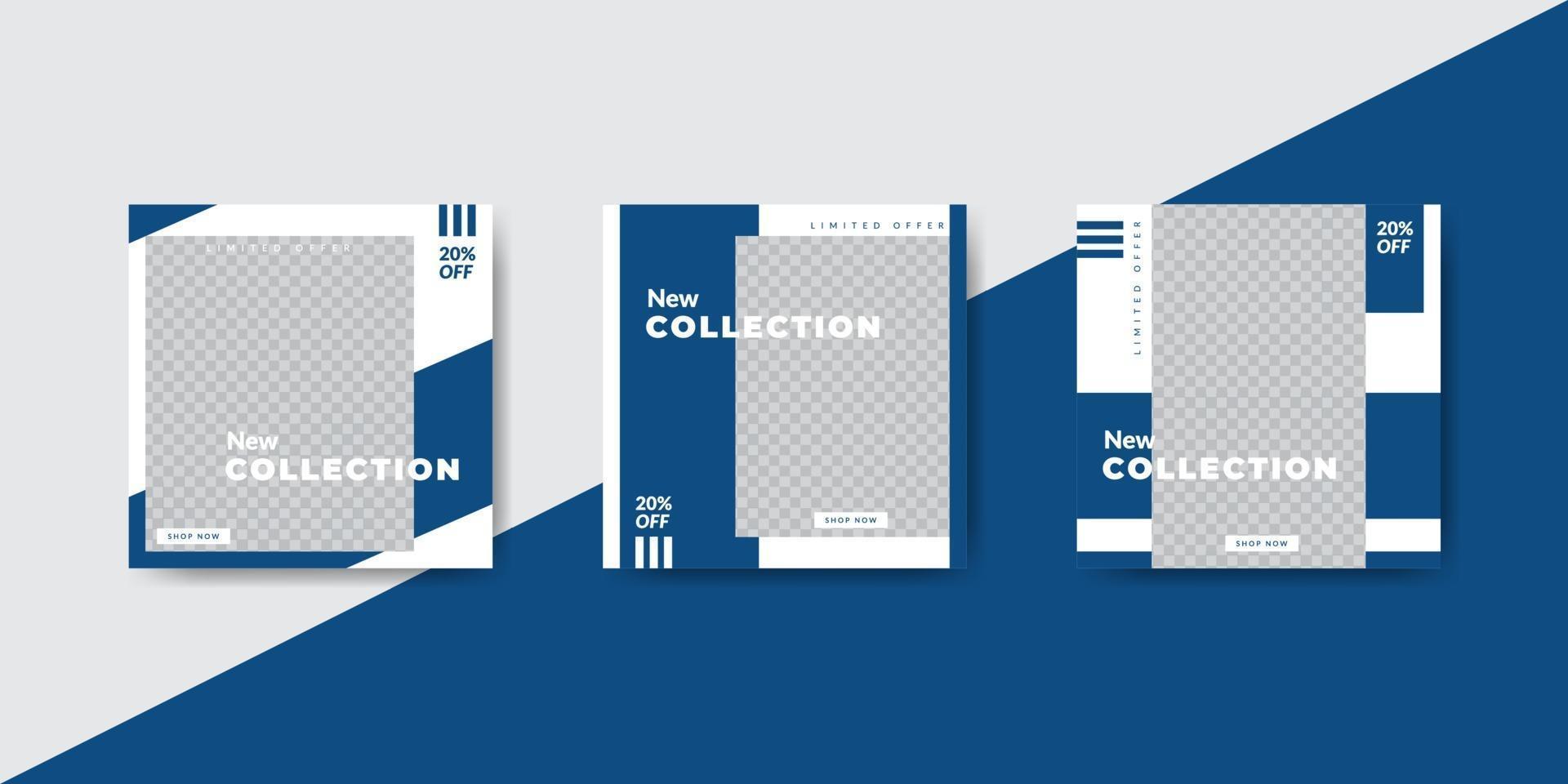 Blue ocean fashion social media post banner template vector