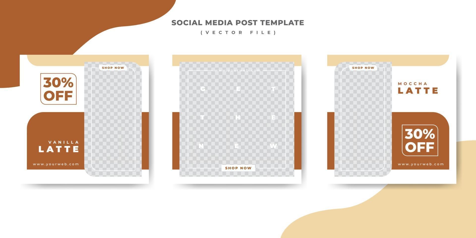 Brown food menu for restaurant social media post banner template vector