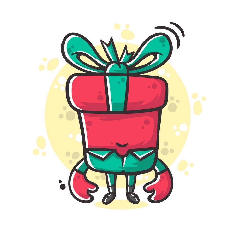 Ilustración de vector de dibujos animados de personaje de caja de regalo