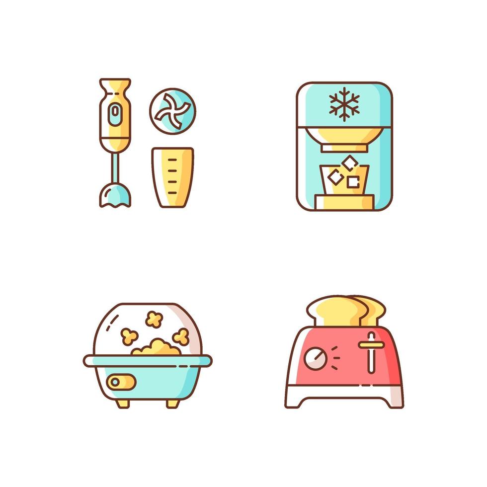 Home electric appliances RGB color icons set vector