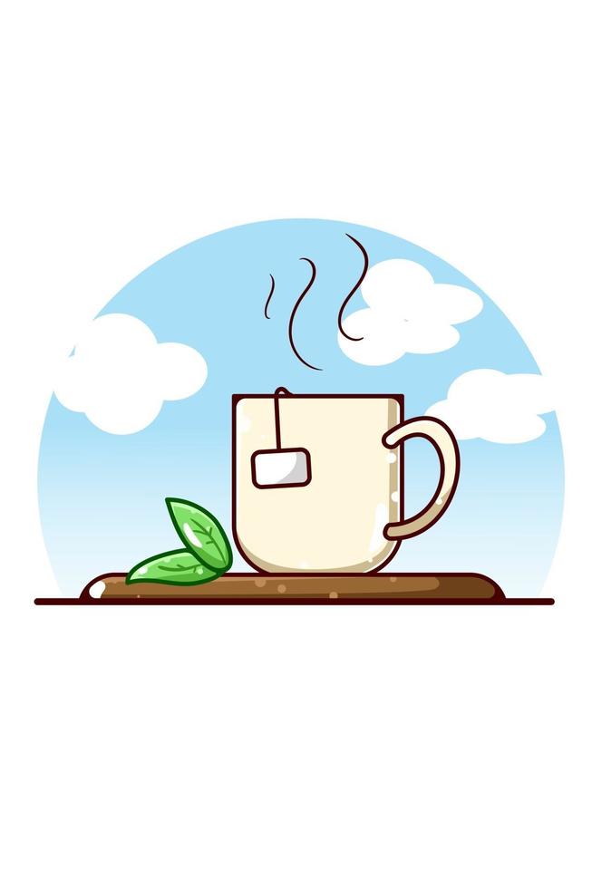 nice and sweet green tea cartoon illustration vector