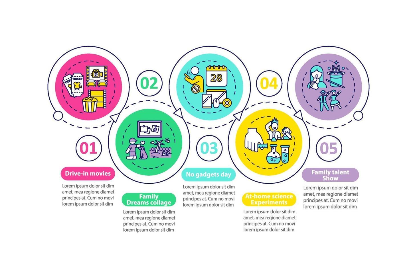 Plantilla de infografía de vector de ideas de diversión familiar