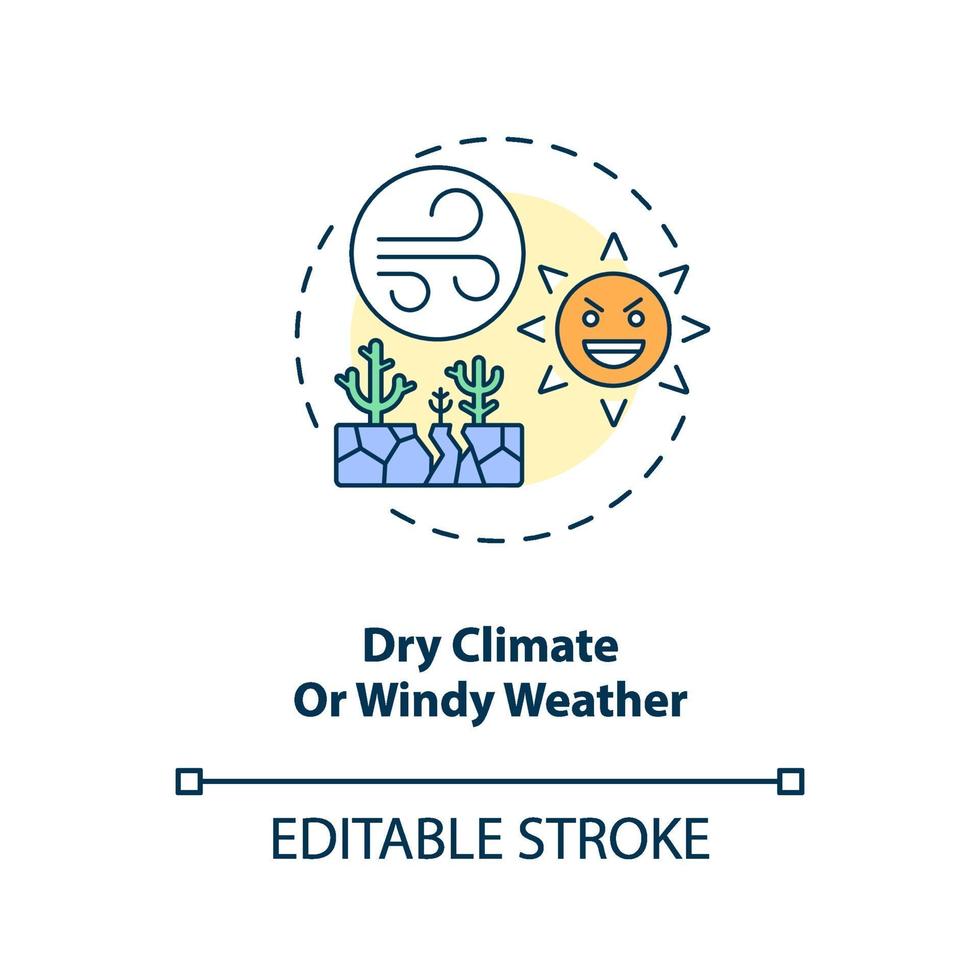 Dry climate or windy weather concept icon vector