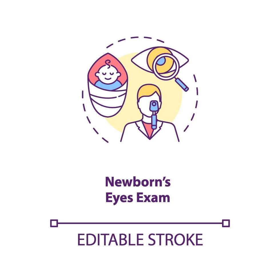 Newborns eyes exam concept icon vector