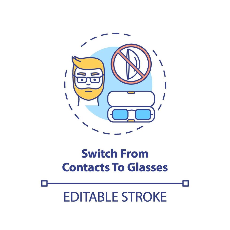 Switch from contacts to glasses concept icon vector