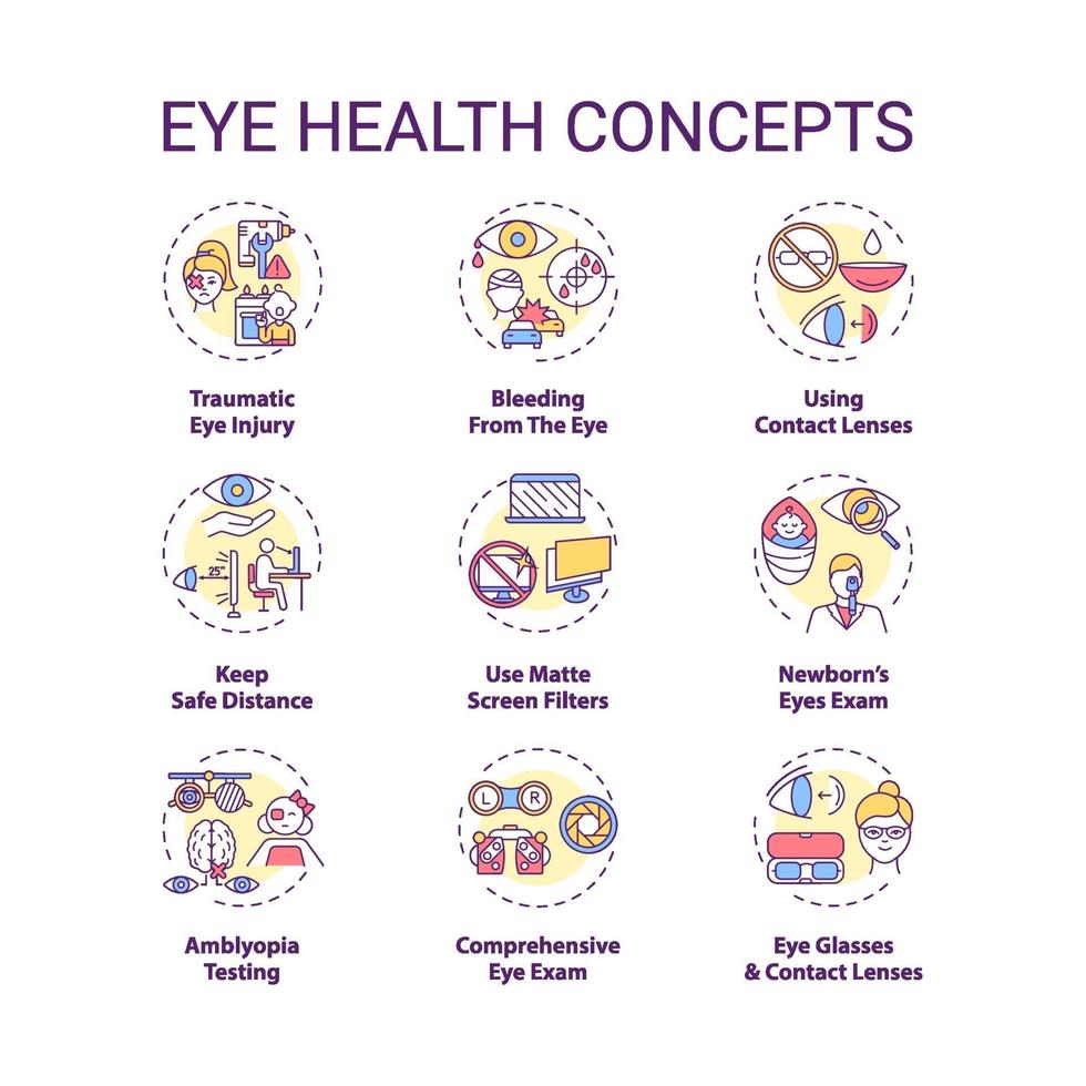 conjunto de iconos de concepto de salud ocular vector