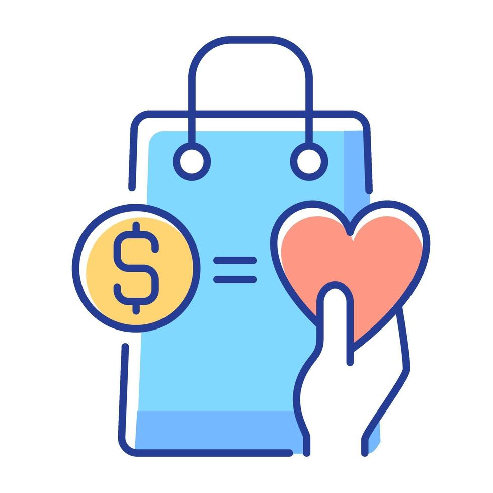 Money from purchases going to charity RGB color icon vector