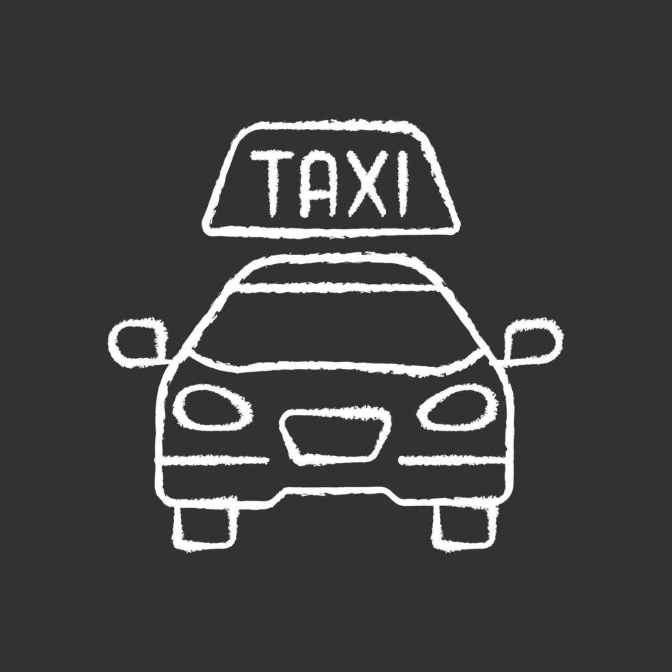 Taxis tiza icono blanco sobre fondo negro vector