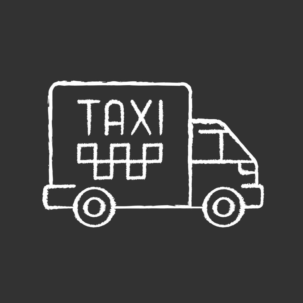 Taxi de carga tiza icono blanco sobre fondo negro vector