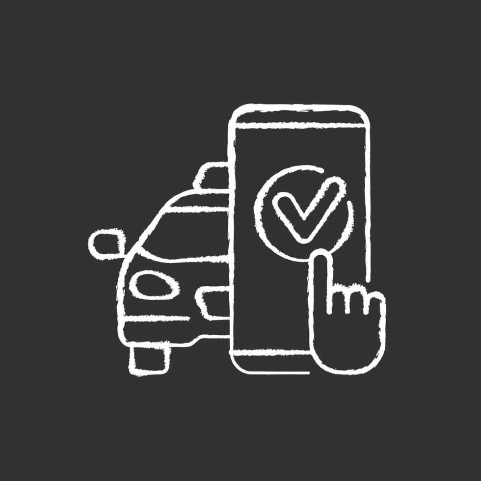 Taxi booking chalk white icon on black background vector