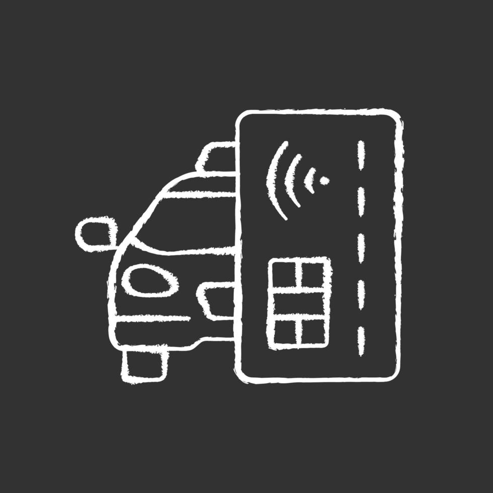 Contactless payment chalk white icon on black background vector
