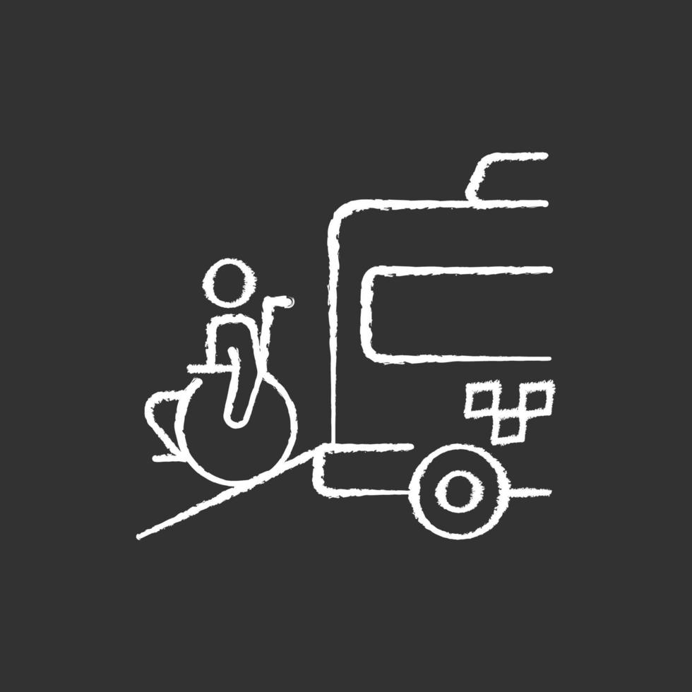 Wheelchair van chalk white icon on black background vector