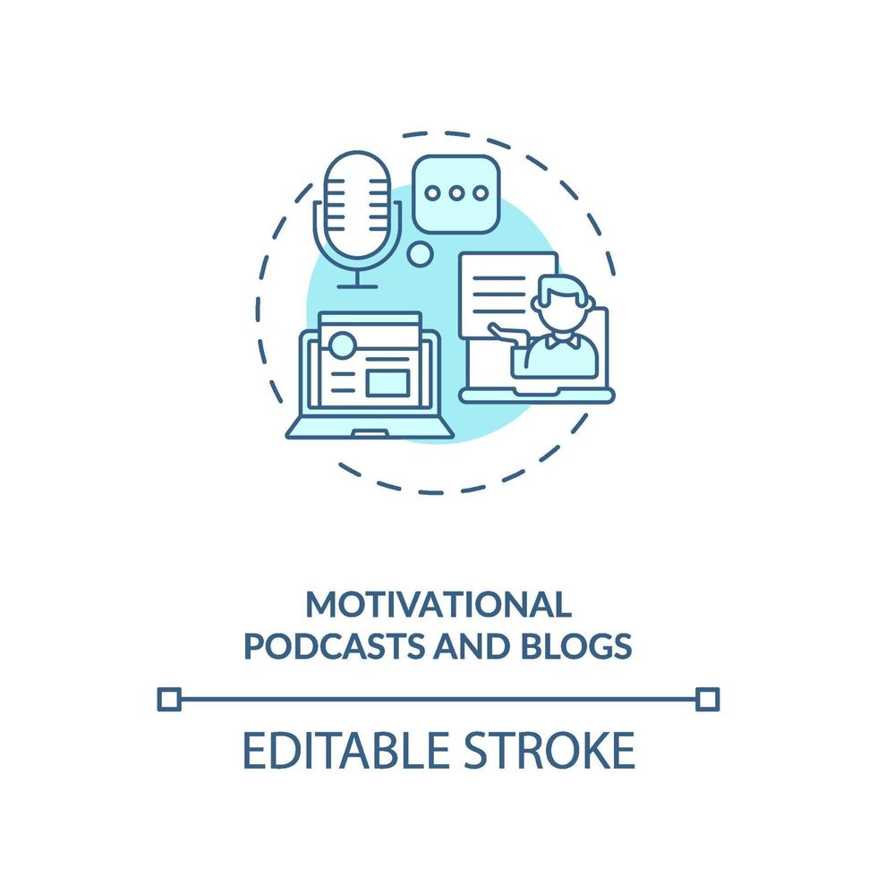 Icono de concepto de blogs y podcasts motivacionales vector