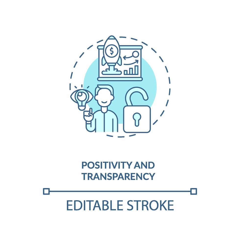 icono del concepto de positividad y transparencia vector