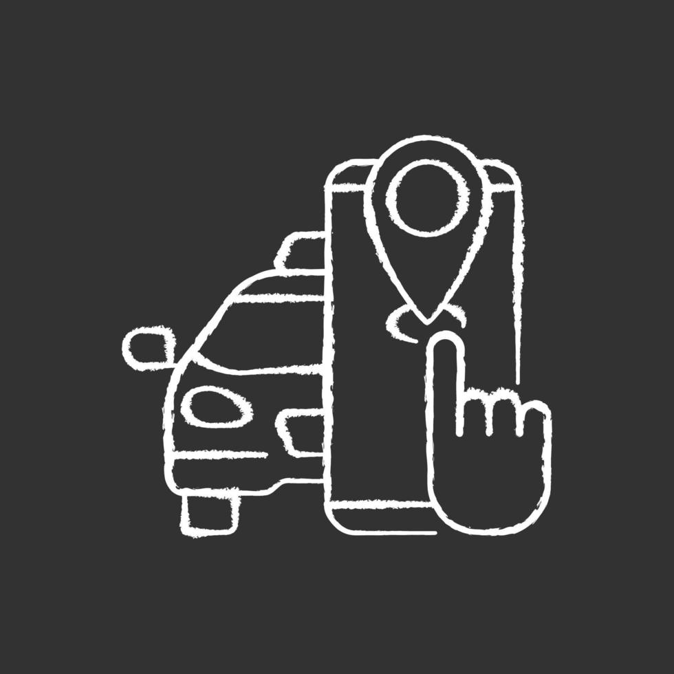 Taxi tracker chalk white icon on black background vector