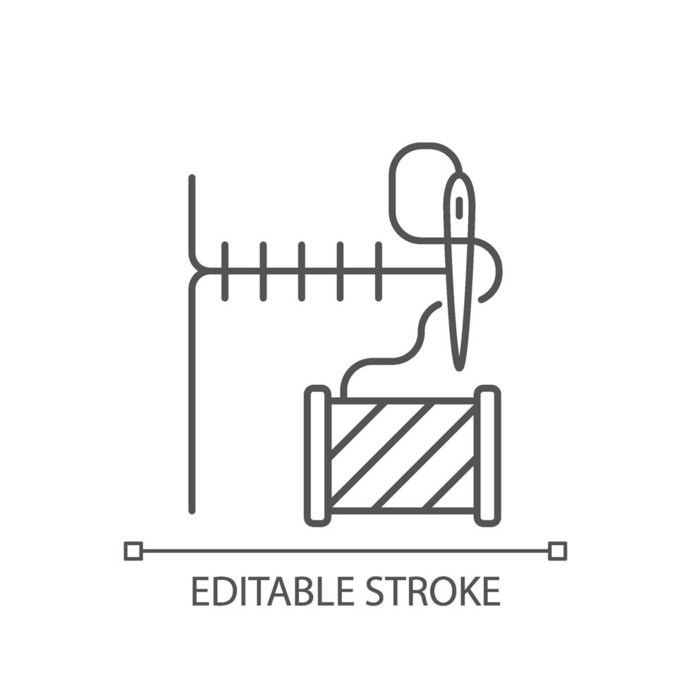 Hemming and seam repair linear icon vector