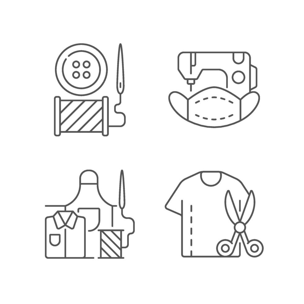 Clothing alteration linear icons set vector