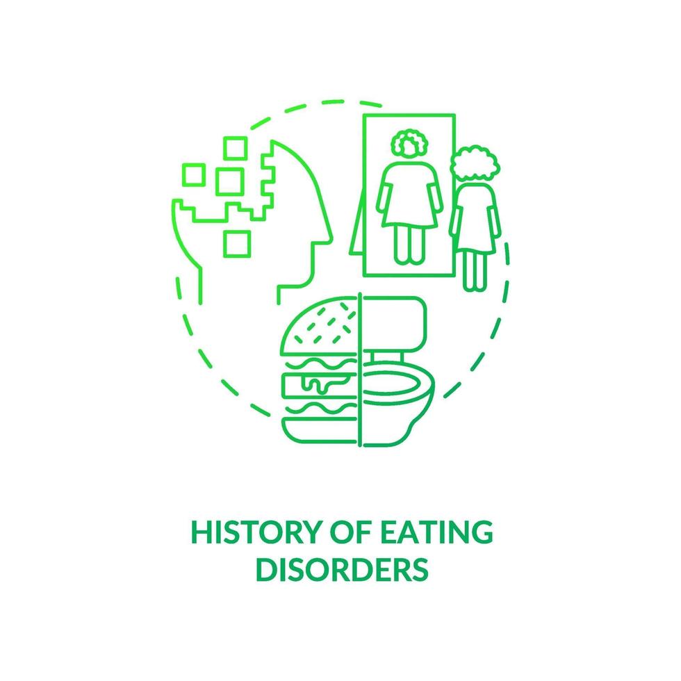 History of eating disorders dark green concept icon vector