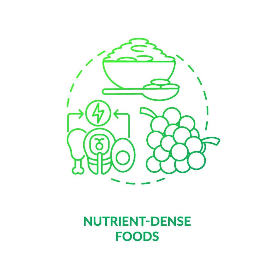 Alimentos densos en nutrientes icono de concepto verde oscuro vector