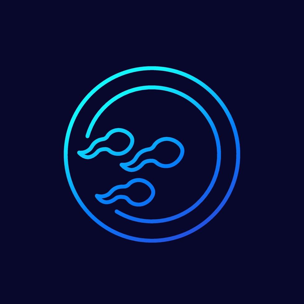 insemination icon with spermatozoons, linear vector