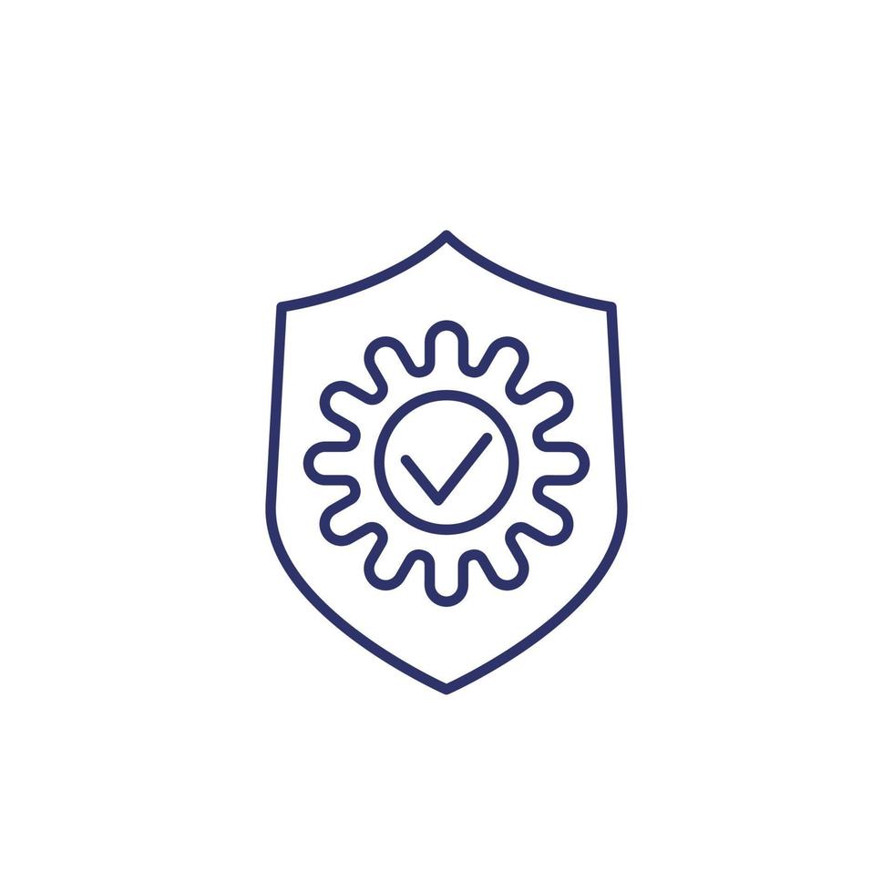 antibacterial protection icon, shield and bacteria line vector