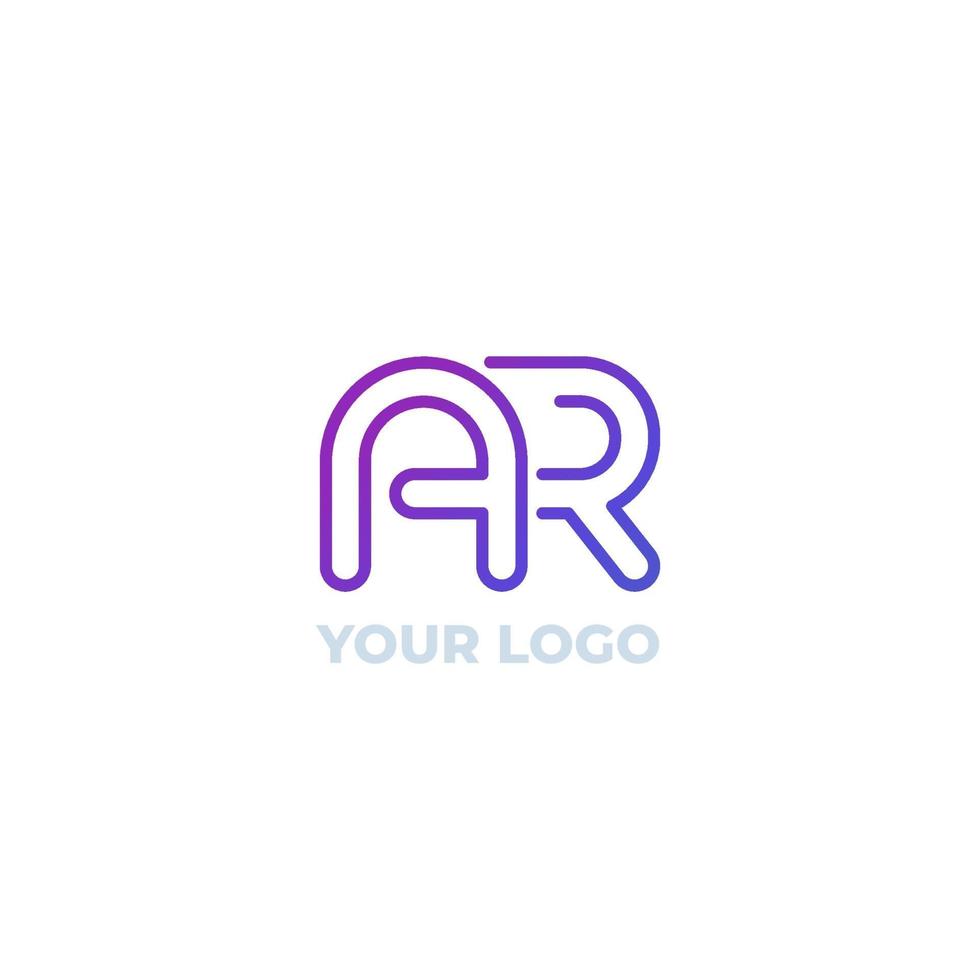 AR letters initials logo, line design vector