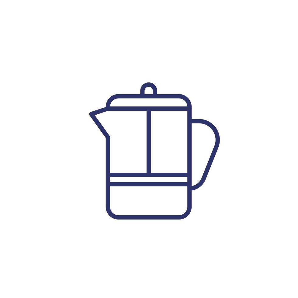 french press line icon on white vector