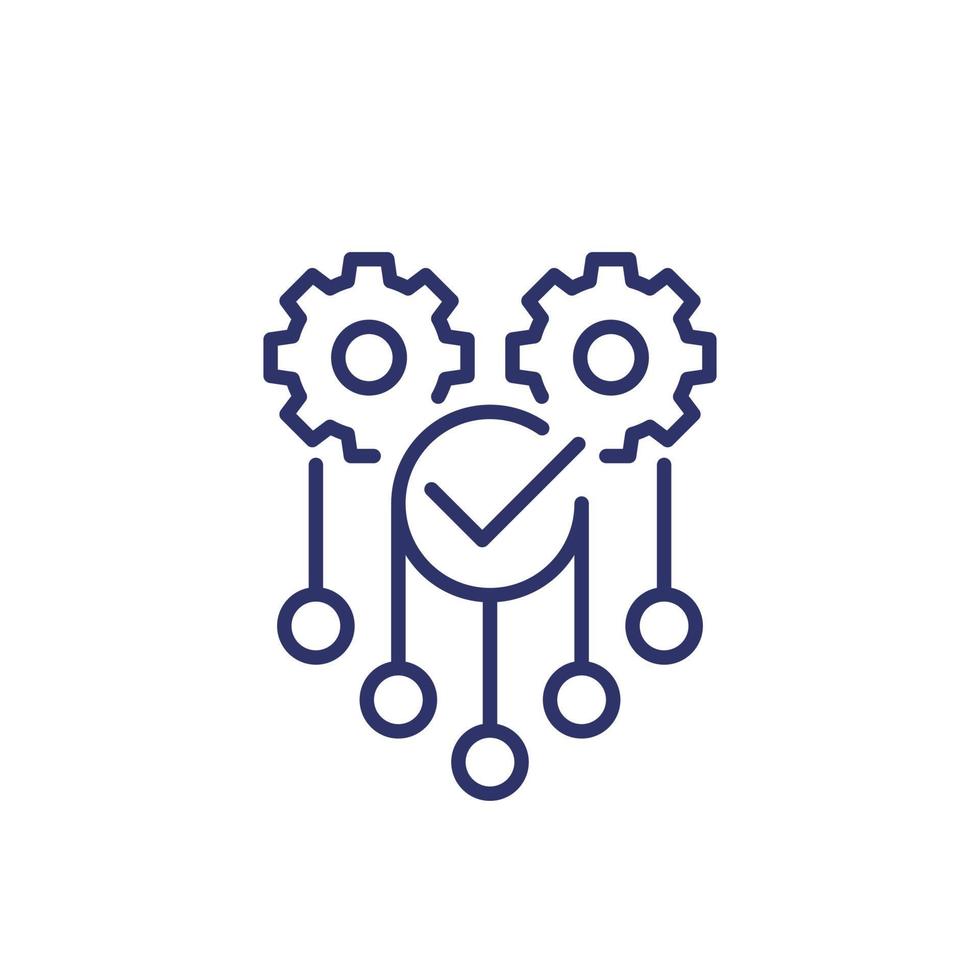 automation and optimization icon on white, line vector