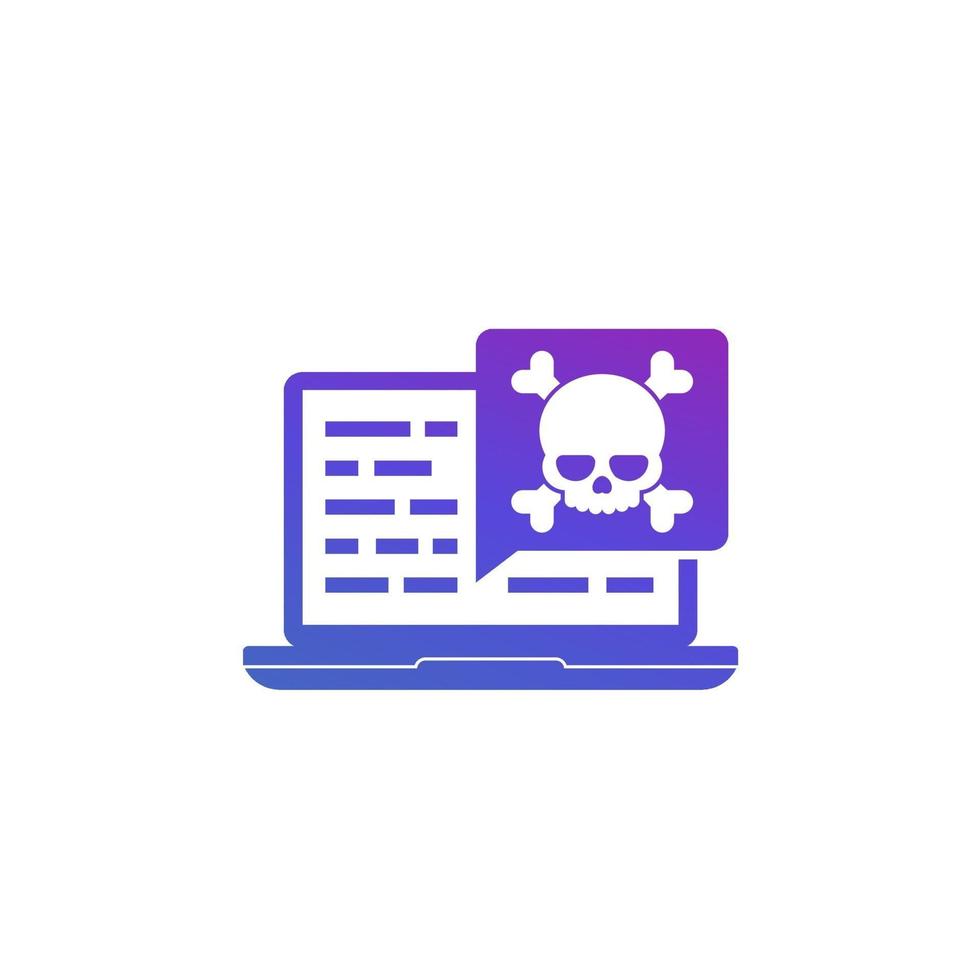 malware, amenaza a la seguridad en el código, icono en blanco vector