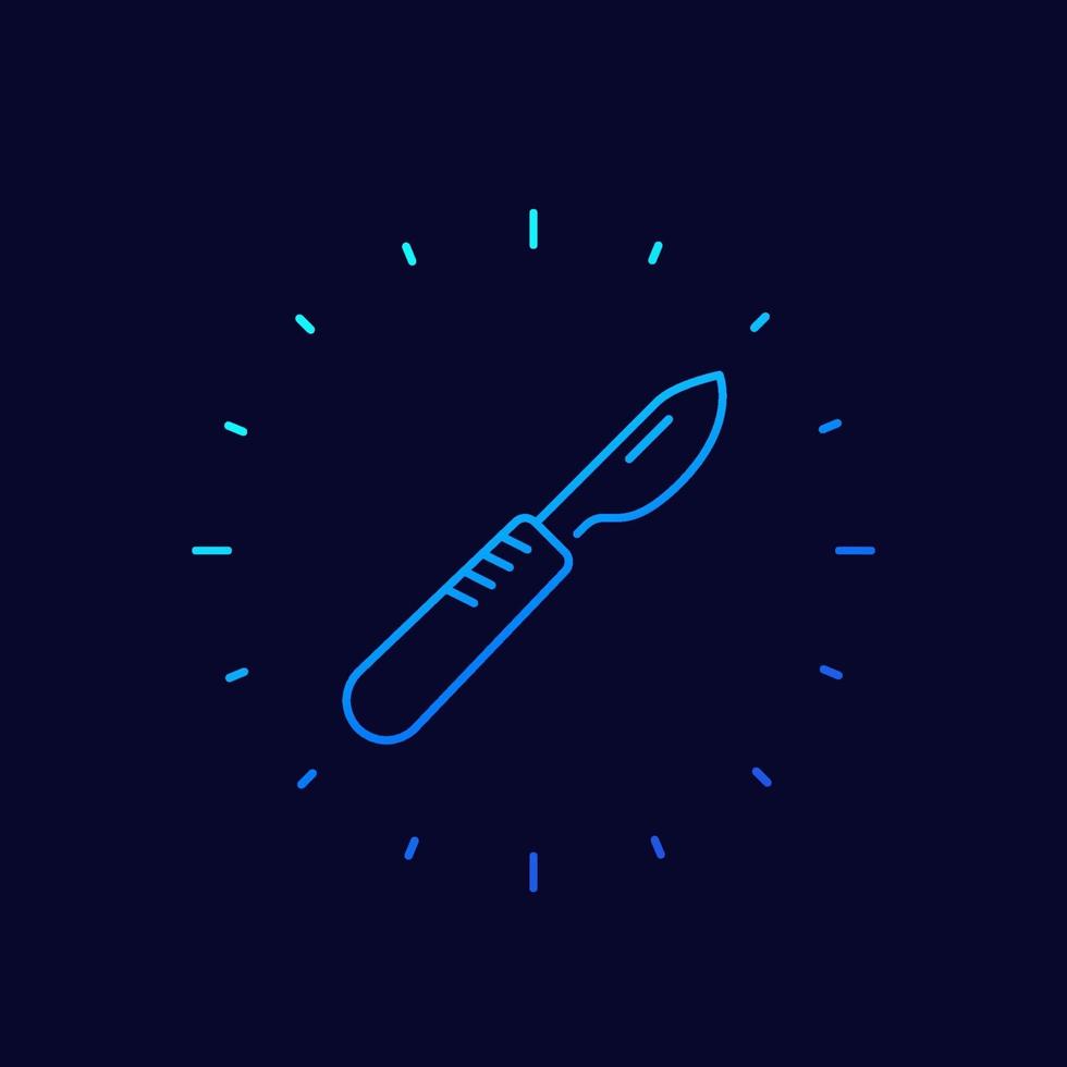 scalpel, surgery line vector icon