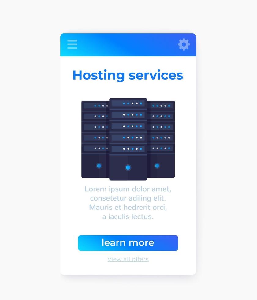servicios de alojamiento, diseño de interfaz de usuario de aplicaciones móviles vector